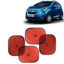 Kingsway Car Window Curtain Sticky Sun Shades for Chevrolet Beat, 2009-2017 Model, Universal Fit Sunshades for Side Window, Rear Window, Color : Red, 4 Pieces...