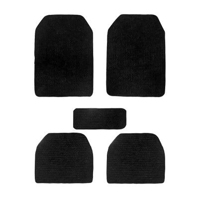 Kingsway Carpet Style Anti Slip Car Floor Foot Mats Universal Use for Toyota Innova Crysta, Model Year : 2015 - 2021, Color : Black, Complete Set of 5 Piece - Premium Series