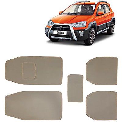 Kingsway Carpet Style Universal Car Mats for Toyota Etios Cross, 2014 Onwards Model, Beige Color Anti Slip Car Floor Foot Mats, Complete Set of 5 Piece, Executive Series
