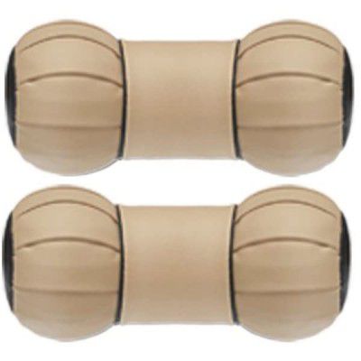 Kingsway Dumbell Shape Car Neck Rest Pillow for Chevrolet Sail UVA (Beige Color, Set of 2, Leatherette)