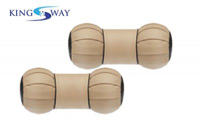 Kingsway Dumbell Shape Car Neck Rest Pillow for Skoda Superb (New Model) (Beige Color, Set of 2, Leatherette)