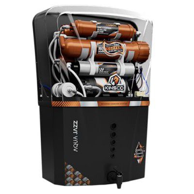 Kinsco Aqua Jazz ISI Copper Alkaline RO Water Purifier | RO + UV + UF + TDS + Copper Technology | Auto Start/Stop | 15L Tank Capacity | Black