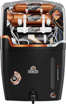 Kinsco Aqua Punch Pro Max 21 L With ISI Mark Ro+Uv+Uf+Tds Adjuster 21 L RO + UV + UF + TDS + ALK + Copper Water Purifier  (Black)