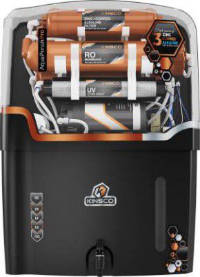 Kinsco Aqua Punch Pro With ISI Mark RO+UV+UF+TDS Adjuster 18 L RO(Black)