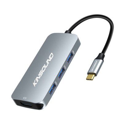 Kinsound USB C Hub Multiport Adapter, 7 in 1 Type C Hub with 4K HDMI, USB-C Power Delivery, SD/TF Card Reader, 3 x USB 3.0, Compatible with MacBook Air,Type-C Devices, iPad Pro, XPS