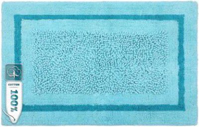 Kinton Crafts Cotton Bathroom Mat (Blue, Large)