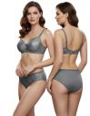 Kinzie Elegant Floral Jacquard Lingerie Set, Grey Brown Maroon Bra and Brief...