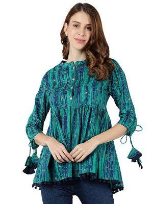 KIPEK Womens Rayon Printed Peplum Top