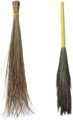 kiran Combo of Laxman Eco Friendly Floor Grass Broom + Coconut Kharata - Set of 2 Pcs Bamboo Wet and Dry Broom 