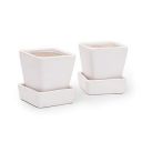 Kirat Creations Ceramic Pot for Indoor Plants, Set of 2, 3'' x 3'' x 1.25'', White...