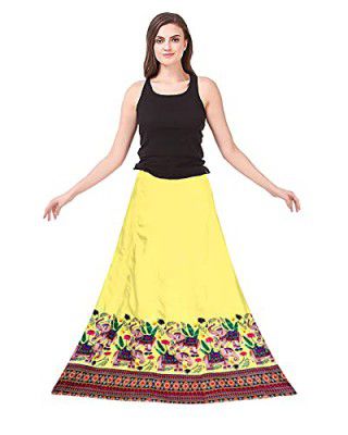KIRMESH FASHION Floral Printed Women Long Skirt Lehenga Ghaghra Bottom for Women and Girls Yellow