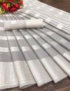 KISSAH Self Design Bollywood Linen Saree  (Grey, Silver)...