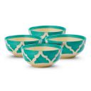 KitchEase Moroccan Print Green Ceramic Bowl Set of 4, (200ml Each)...