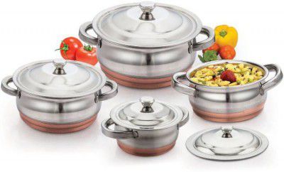 Kitchen 4PC Copper Cookware Set (Stainless Steel, 4 - Piece)