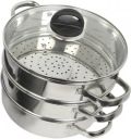 Kitchen Chef Stainless Steel 24.5cm Momo Steamer 3 Tier with Glass Lid(Induction & Gas Stove Compatible)...