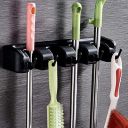 Kitchen House® Mop and Broom Holder | Wall Mounted | Home & Kitchen Organizer | Space Saving Organizer (4 Slot 5 Hooks)...