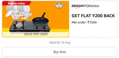 Kitchen shopping flat ₹200 back on minimum ₹1500