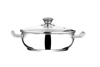 KITCHENOVO Croma Stainless Steel Kadai for Cooking (2.5 Ltrs, 24 cm)