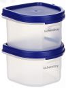 KITCHENSTORY Food Safe Multiuse Modular Plastic Storage Containers, Grocery Containers, Storage Jar with Lid,280 ml, BPA Free, Pack of 2, Blue...