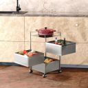 Kitchenstory Storage Rack | 360° Revolving Vegetable Kitchen Rack (Silver, 3 Layer)...