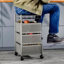 Kitchenstory Storage Rack | 360° Revolving Vegetable Metal Storage Rack (Silver, 3 Layer)...