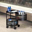 Kitchenwell Round Multi-Purpose Rotatable Trolley Storage Organizer Kitchen Storage Rack Design Fruits & Vegetable Onion Cutlery Dish Rack (Matt Black, Round - 2 Layer)...