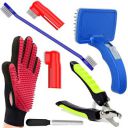 KittuPet Dog Grooming Kit - Dog Nail Clippers with Filer + Dog Toothbrush Kit + Dog Plastic Slicker Brush I with Press Key for Puppies and Dogs + Pet Grooming Glove ...