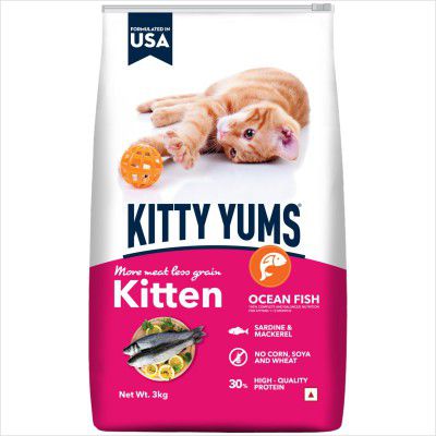 Kitty Yums Kitten(1-12 Months) Dry Cat Food, Ocean Fish, 3kg