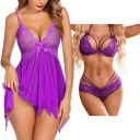 KITTYBEES Women's Net Solid Above Knee Babydoll Lingerie...