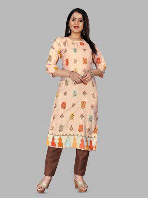 KiwieFloral Printed Floral Straight Kurta