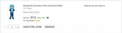 Kkalakriti Doremon Kids Costume Wear