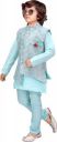 KL Collection  Boys Festive & Party Kurta, Waistcoat and Pyjama Set  (Light Blue Pack of 1)...