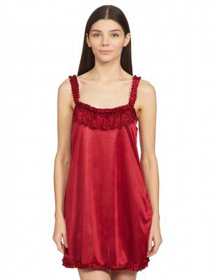 Klamotten Womens Satin Solid Midi Nightwear