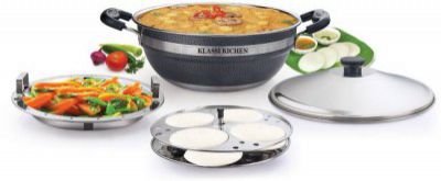 KLASSI KICHEN Stainless Steel 2 IN 1 MULTI KADAI Standard Idli Maker Induction & Standard Idli Maker  (3 Plates , 8 Idlis )