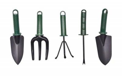 Klassic Gardening Tools Set (Weeder, Cultivator, Fork, Big Trowel and Small Trowel) (Green, 5 Pieces)