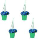 Klassic Hanging Bucket Style Metal Planter Pot with Chain (Green, Set of 4)...