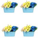 Klassic Oval Shape 12Inch Railing Metal Planter Pot | Planter Pot with Hanger | Gamla | Hanging Planter Basket for Home and Balcony (Blue, Pack of 4)...