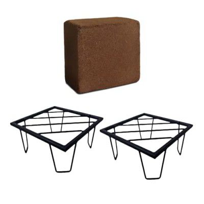 Klassic Square Pro Metal Plant Stand/Pot Stand (Black, Pack of 2)