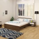 Klaxon Achillis King Size Engineered Wood Bed Without Storage - Asian Walnut & White...