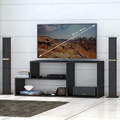 Klaxon Diamond Engineered Wood TV Unit/Display Storage Cabinet Rack with Decor Shelf (Black)