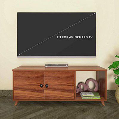 Klaxon Engineered Wood, Matt Finish Ibizza TV Unit/Display Storage Cabinet Rack with Decor Shelf (Asian Walnut, Set of 1)