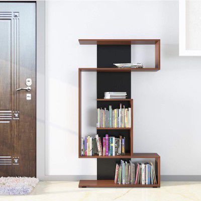 Klaxon Engineered Wood, Matt Finish Verona Book Shelf and Storage Unit | Display Unit (Asian Walnut & Black, Set of 1)
