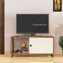 Klaxon Kurtly Engineered Wood TV Unit/Display Storage Cabinet Rack with Decor Shelf (Rustic & White)...