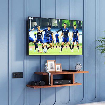 Klaxon Modern TV Unit for Living Room | TV Stand, TV Unit, Engineered Wood TV Cabinet, TV Unit with Open Shelf Storage - TV Unit for Living Room (Lionel - Walnut)