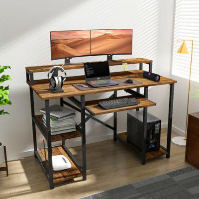 Klaxon Office Table for Home | Workstation Table Desk for Home Office (Modesta-Forest Dark, DIY Installation)