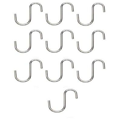 Klaxon Stainless Steel S-Hook for for Clothes, Curtain Hanger - Silver - Pack of 10