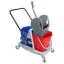 KLEENAL 20160014 Plastic Double Bucket Wringer Trolley (34 Liters K-119A)...