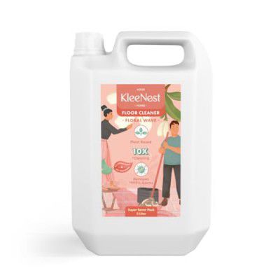 Kleenest Floral Wave Floor Cleaner 5 Litre | 10x Clean, Removes 99.9% Germs | Plant Based, Non-Toxic, Kids & Pet-Friendly | Fragrant Cleaner for All Floors