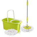 Kleeno by Cello Hi Clean Spin Mopwith Wheels and Plastic Wringer, Bucket Floor Cleaning and Mopping System, 2 Microfiber Refills, Green...