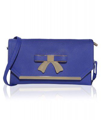 Kleio Designer Party Metal Bow Sling Clutch